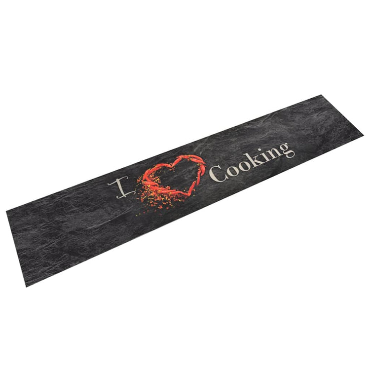 Vidaxl Küchenmatte waschbarer Kochdruck 60x300 cm Samt Schwarz