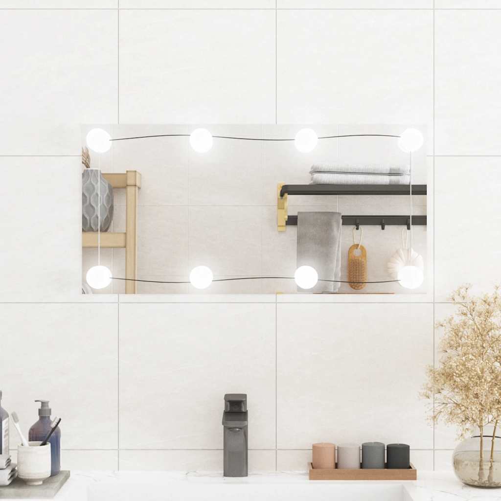 Vidaxl -Wandspiegel mit LEDs rechteckig 30 x 60 cm Glas