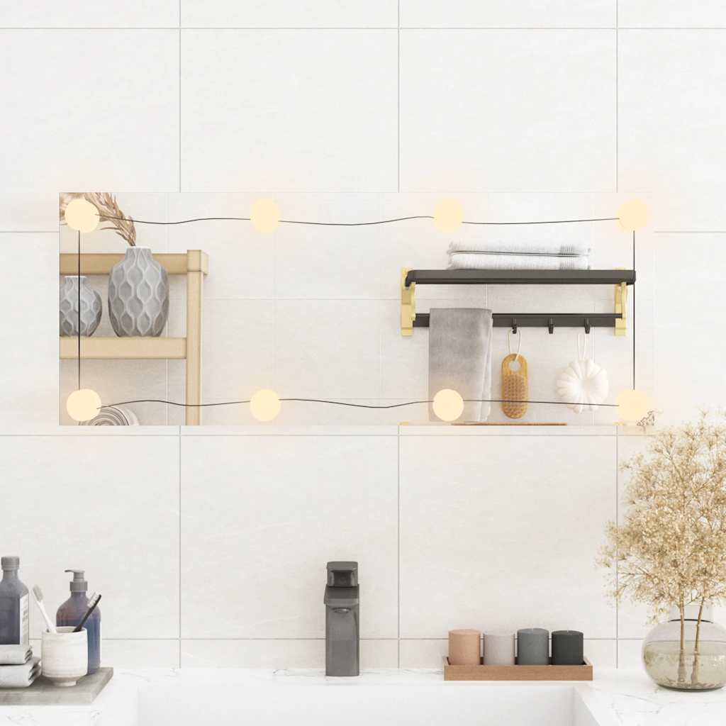 Vidaxl -Wandspiegel mit LEDs rechteckig 30 x 80 cm Glas