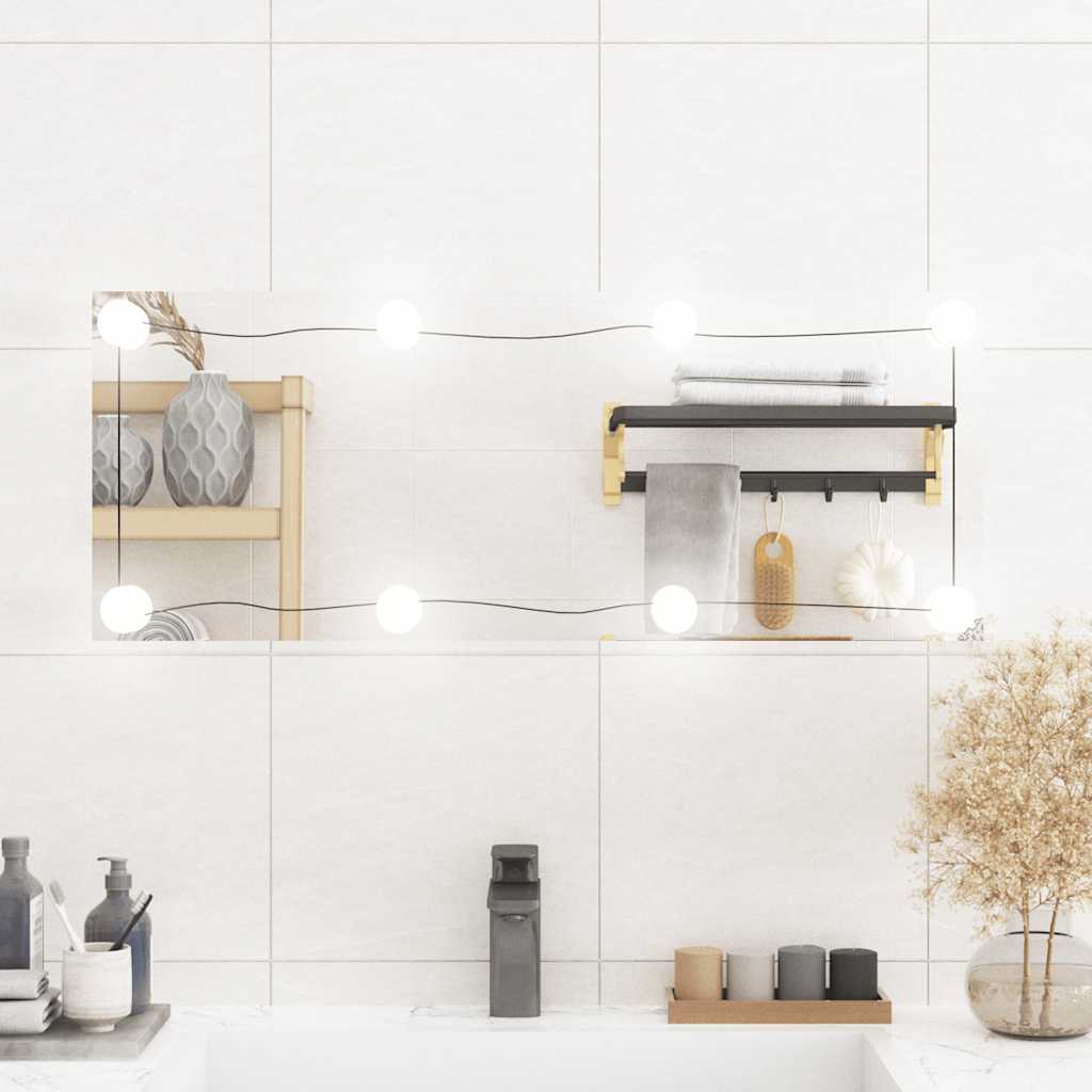 Vidaxl -Wandspiegel mit LEDs rechteckig 30 x 80 cm Glas