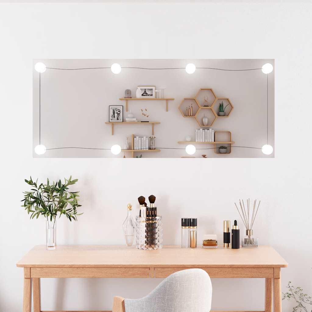 Vidaxl -Wandspiegel mit LEDs rechteckig 40x100 cm Glas