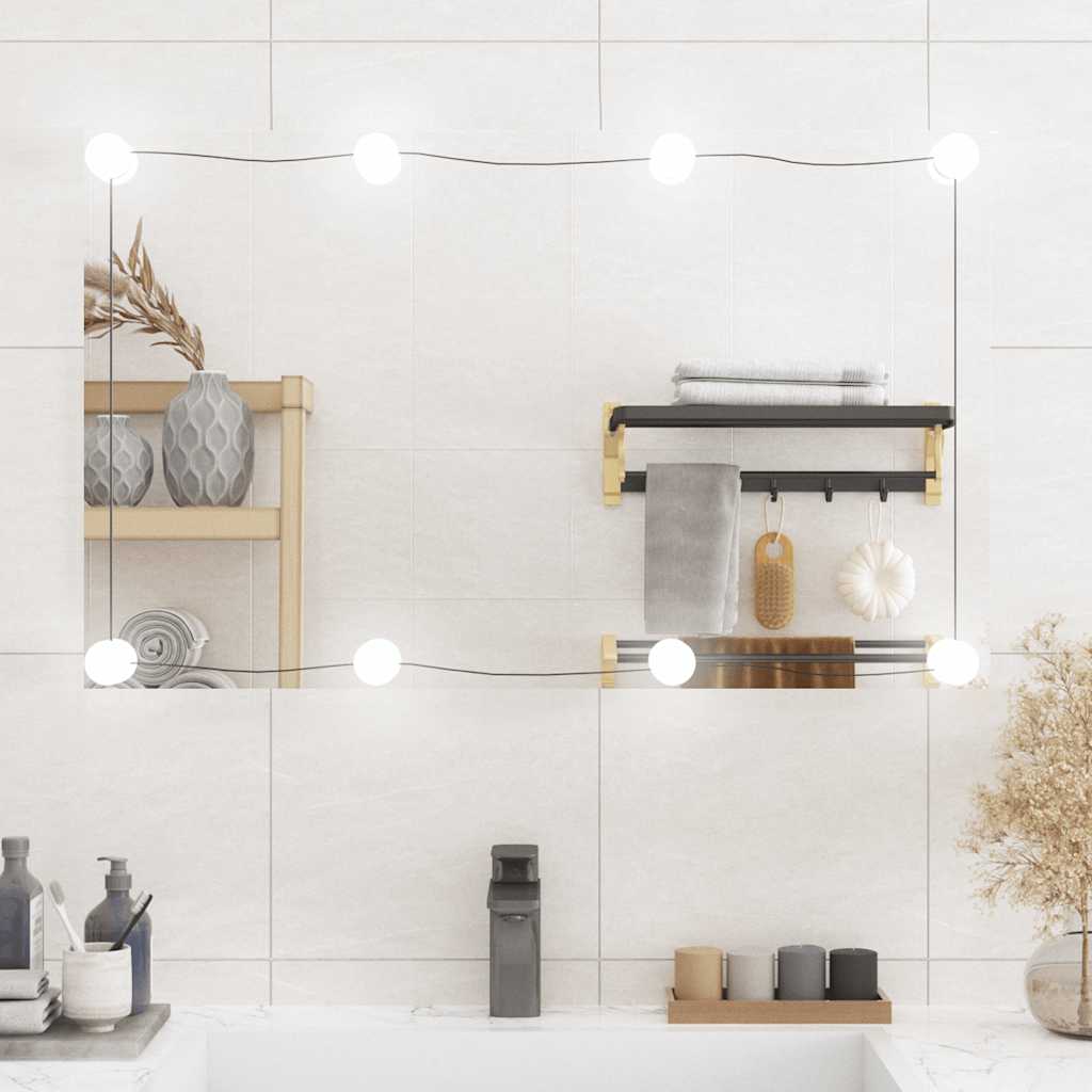 Vidaxl -Wandspiegel mit LEDs rechteckig 50 x 80 cm Glas