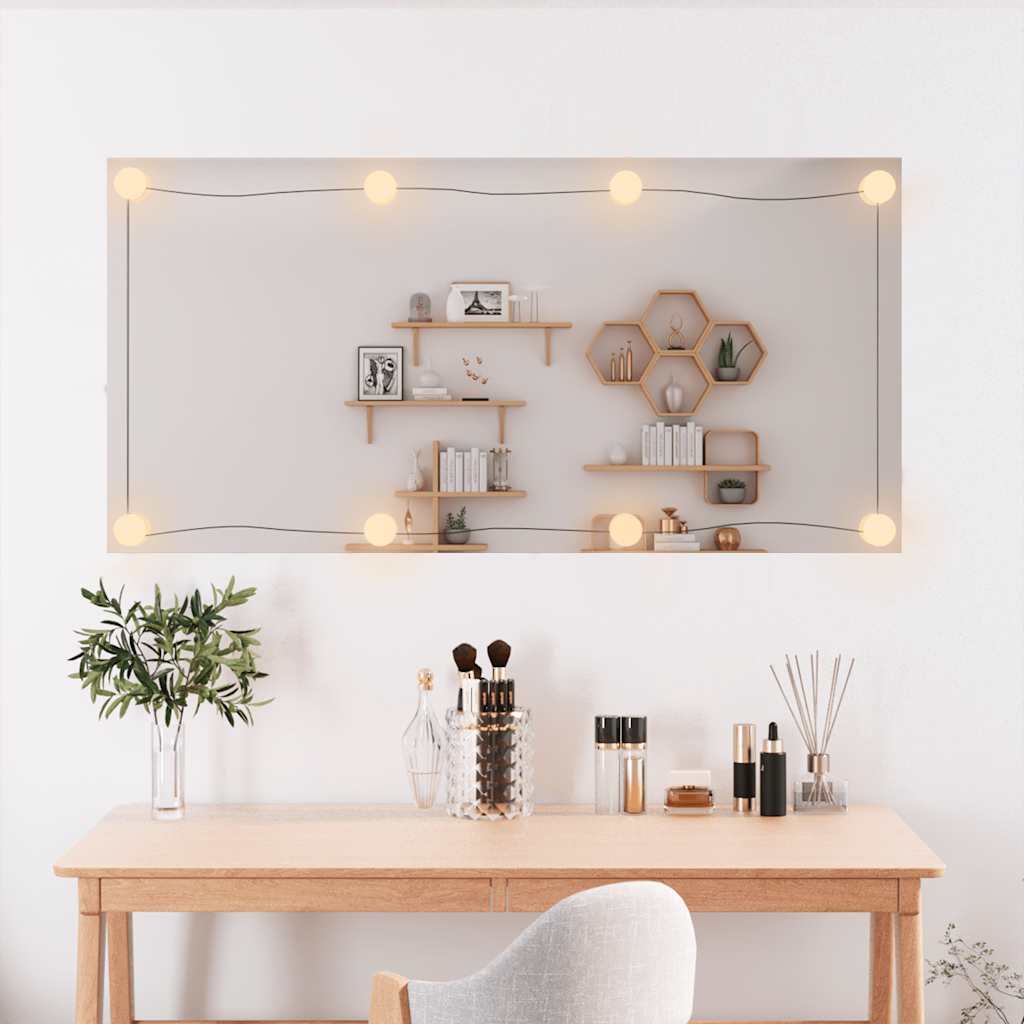 Vidaxl -Wandspiegel mit LEDs rechteckig 50 x 100 cm Glas