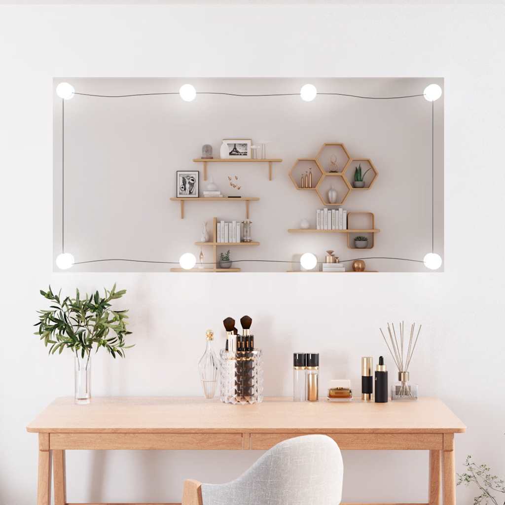 Vidaxl -Wandspiegel mit LEDs rechteckig 50 x 100 cm Glas