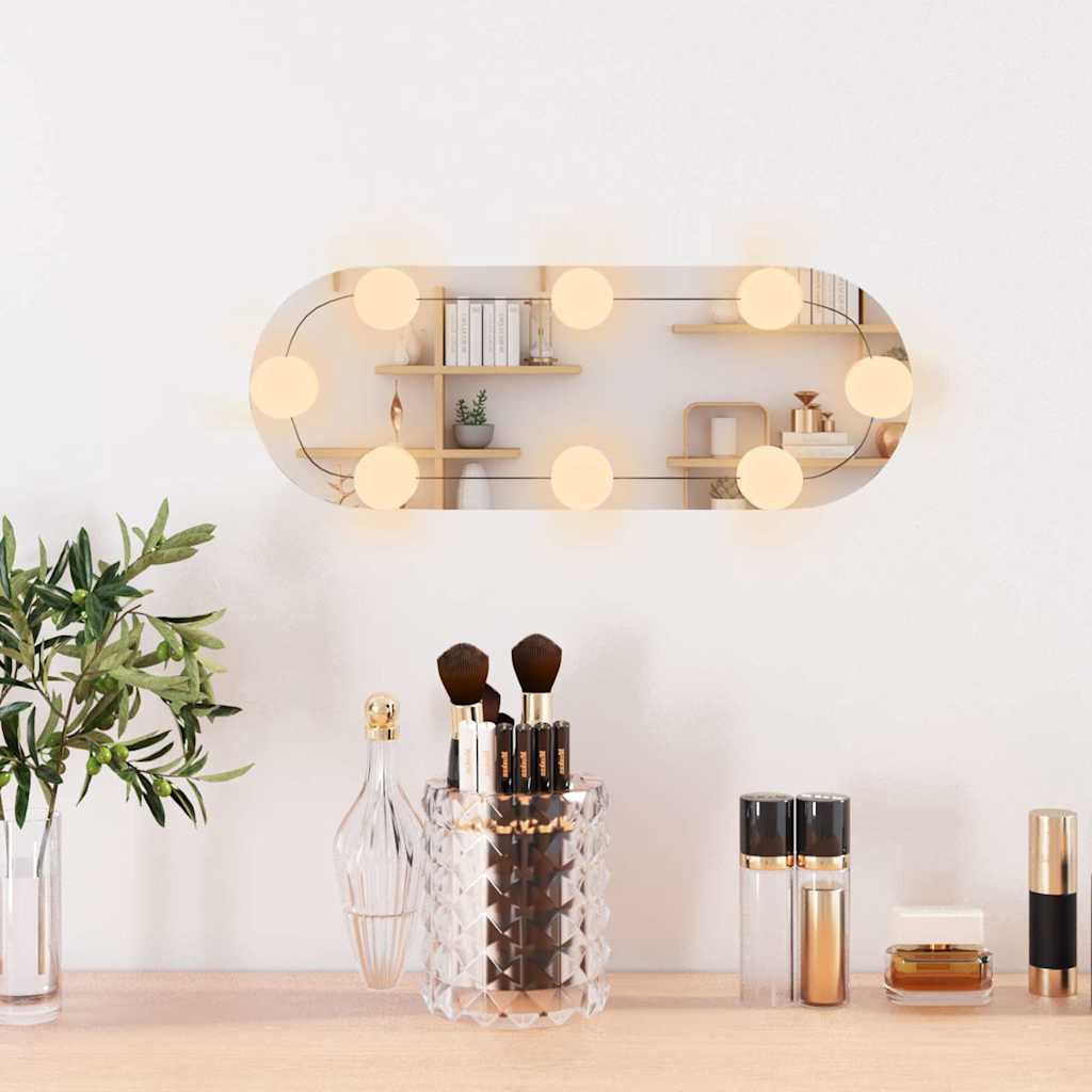 Vidaxl -Wandspiegel mit LEDs oval 15 x 40 cm Glas