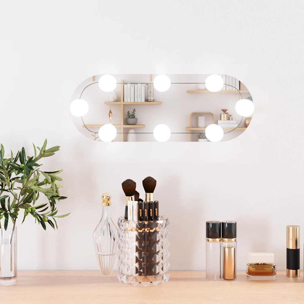 Vidaxl -Wandspiegel mit LEDs oval 15 x 40 cm Glas