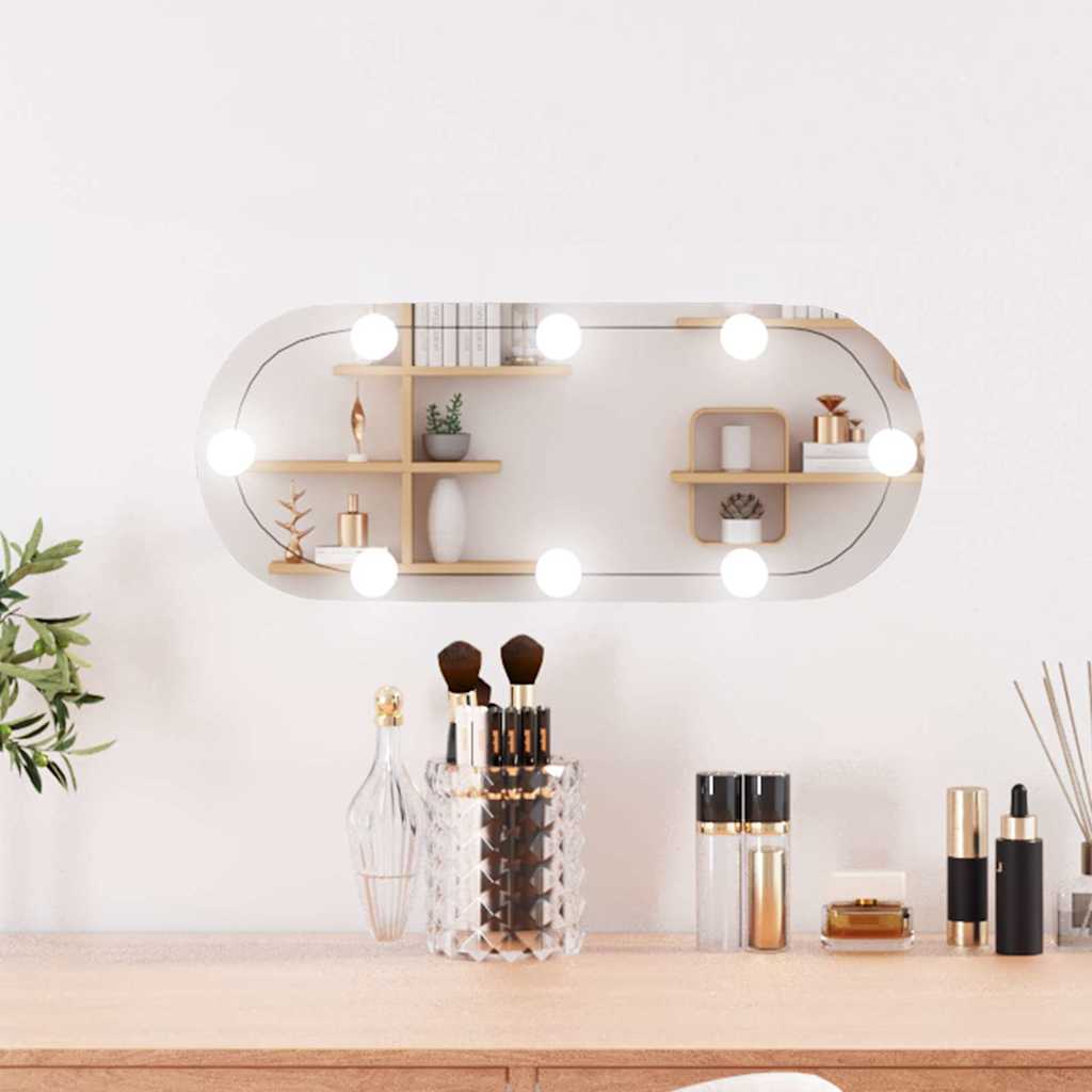 Vidaxl -Wandspiegel mit LEDs oval 20x50 cm Glas