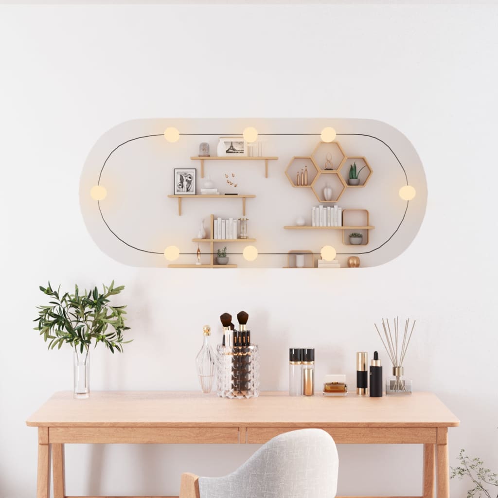 Vidaxl -Wandspiegel mit LEDs oval 25 x 60 cm Glas