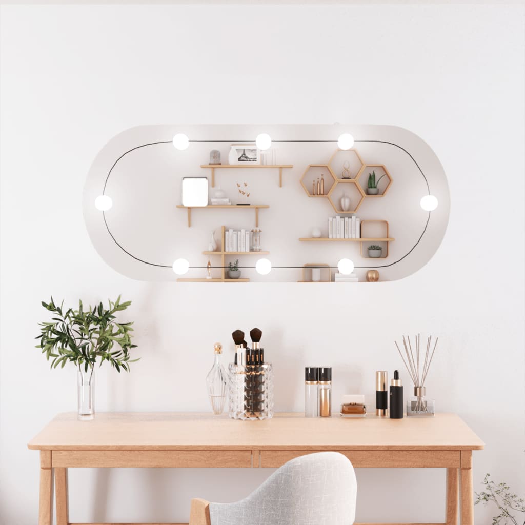Vidaxl -Wandspiegel mit LEDs oval 25 x 60 cm Glas