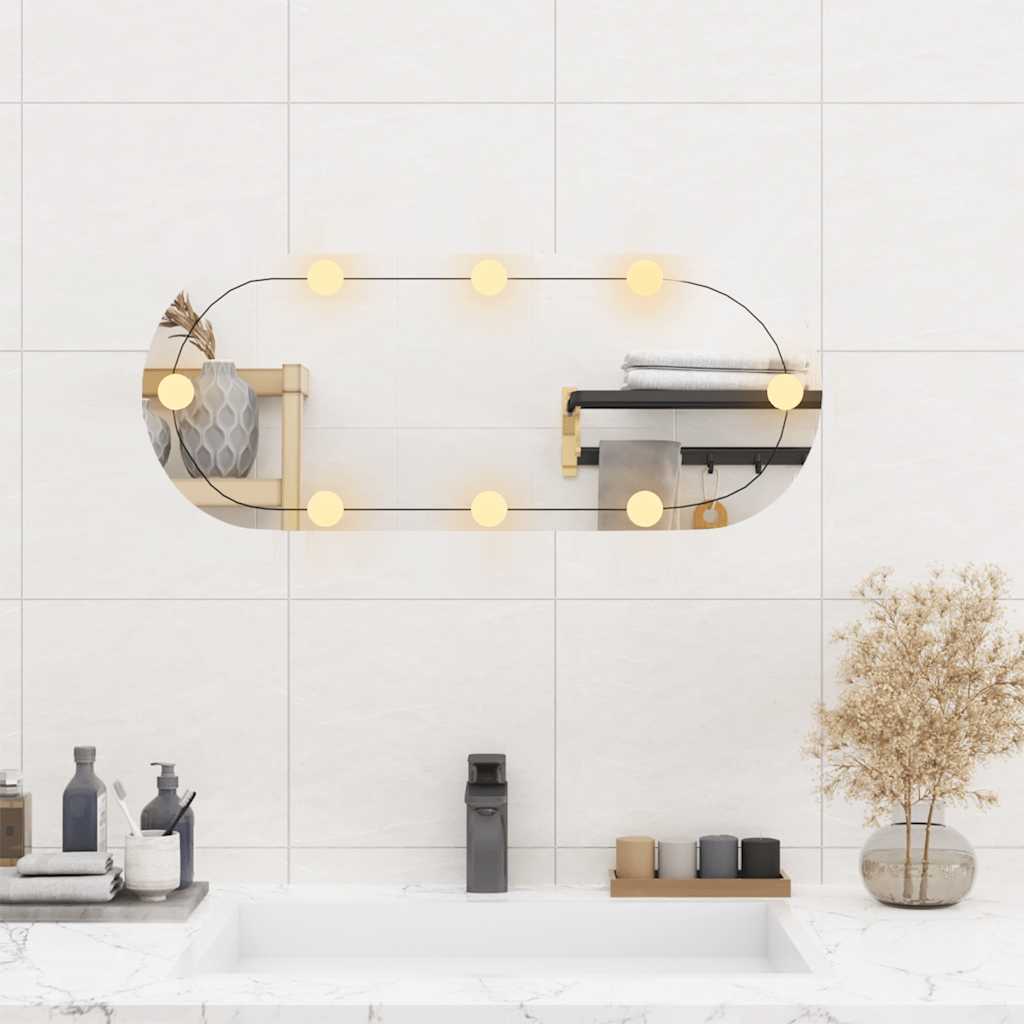Vidaxl -Wandspiegel mit LEDs oval 30 x 70 cm Glas