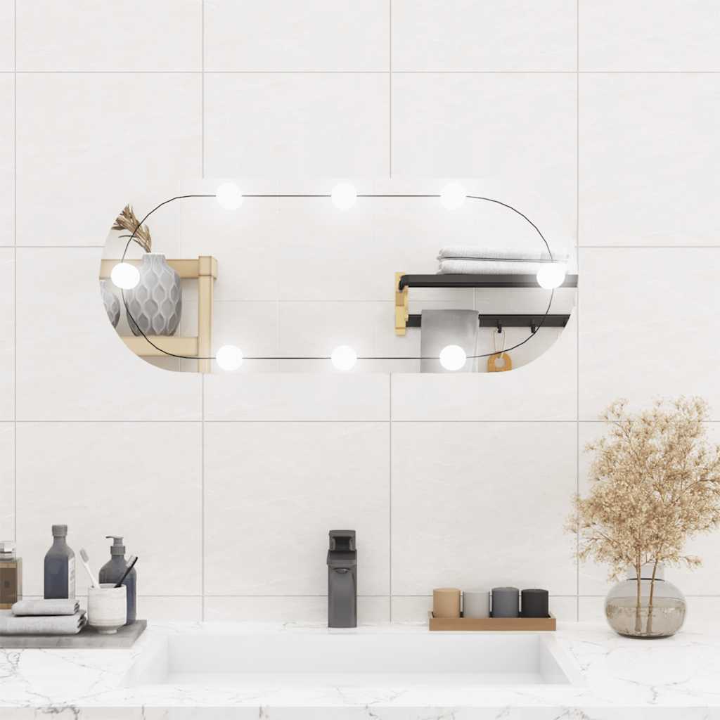 Vidaxl -Wandspiegel mit LEDs oval 30 x 70 cm Glas