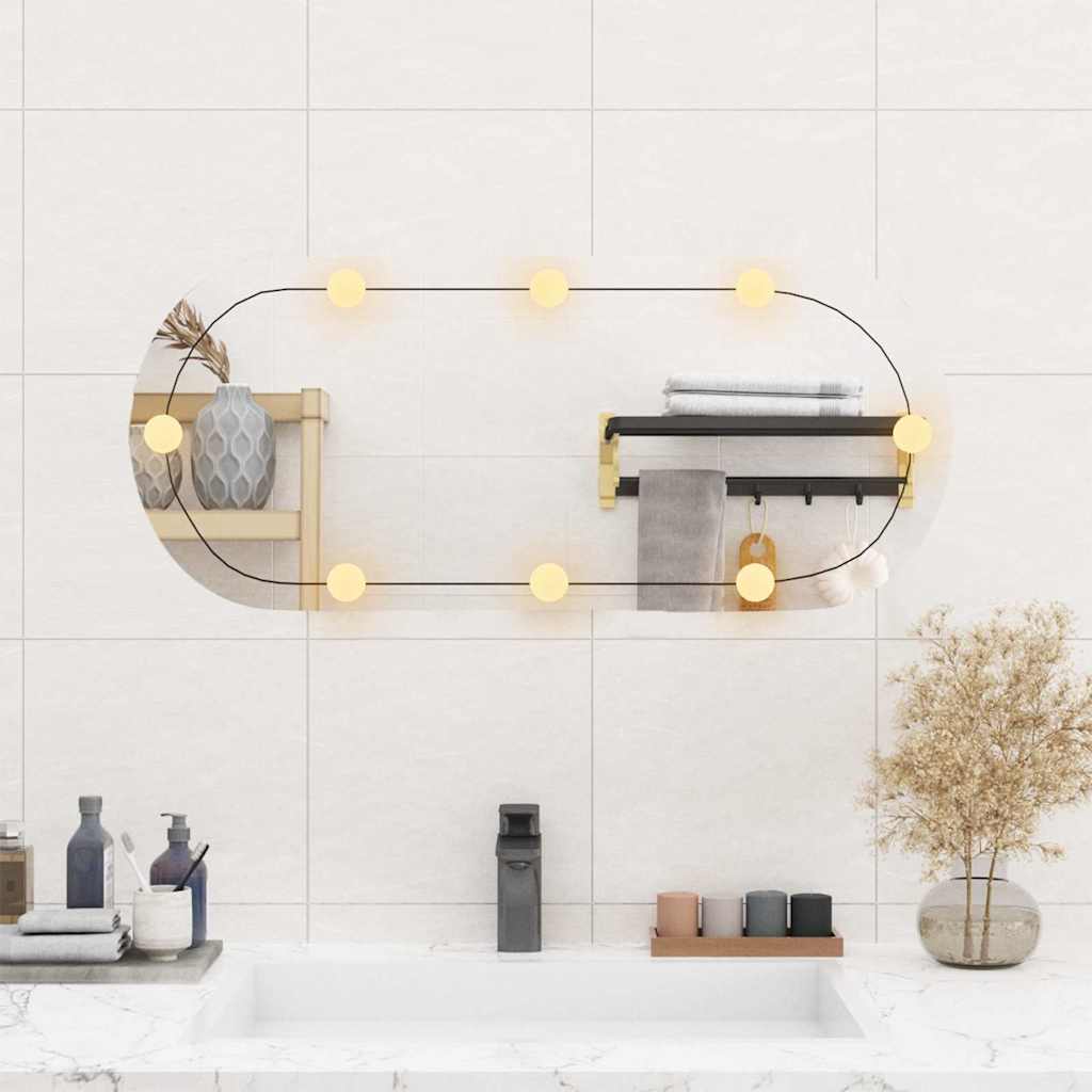 Vidaxl -Wandspiegel mit LEDs oval 35 x 80 cm Glas