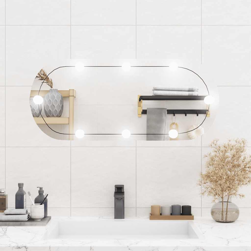 Vidaxl -Wandspiegel mit LEDs oval 35 x 80 cm Glas