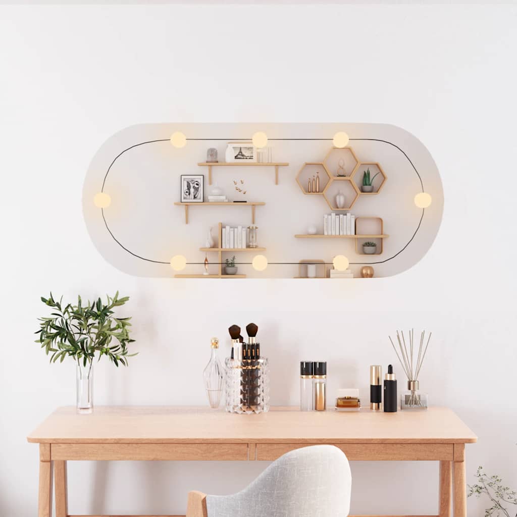 Vidaxl -Wandspiegel mit LEDs oval 40 x 90 cm Glas