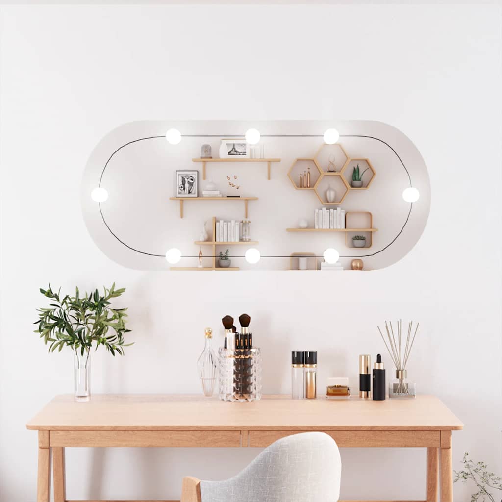 Vidaxl -Wandspiegel mit LEDs oval 40 x 90 cm Glas