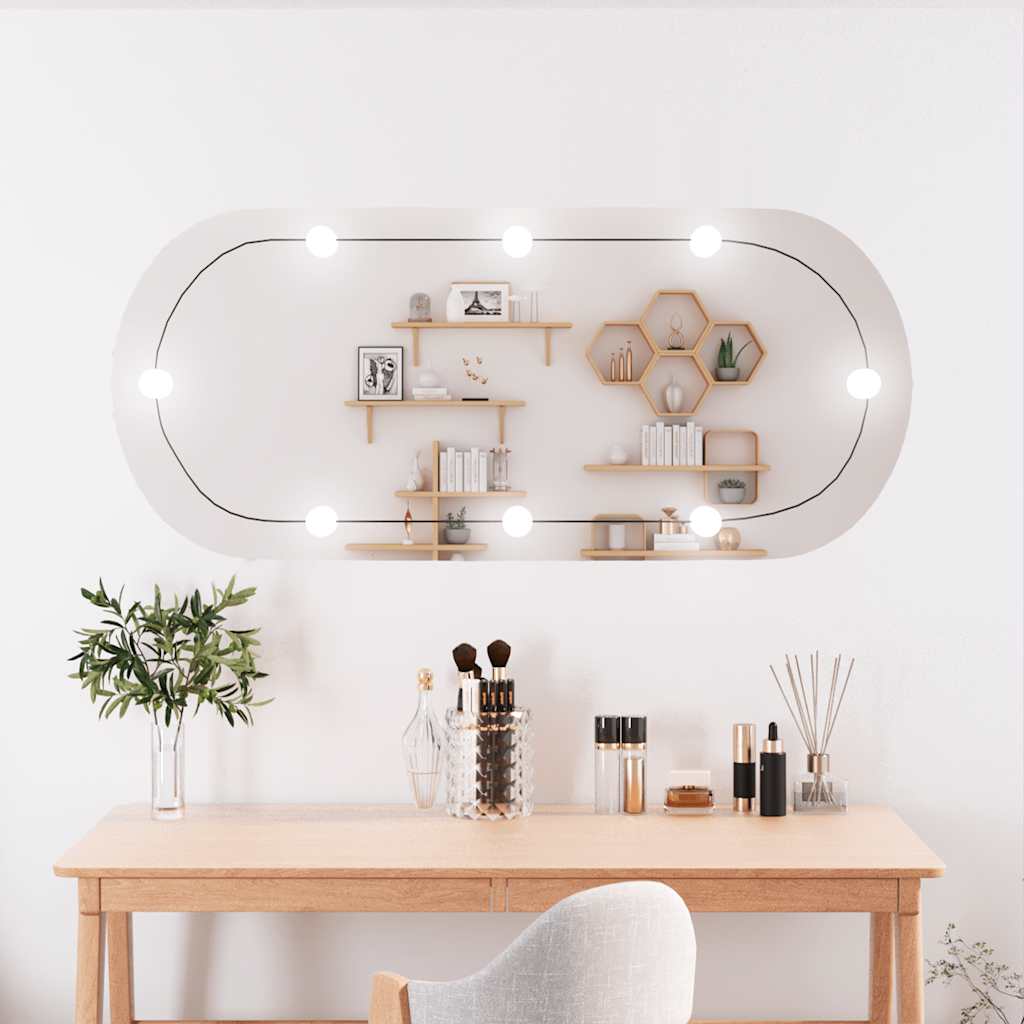 Vidaxl -Wandspiegel mit LEDs oval 45x100 cm Glas