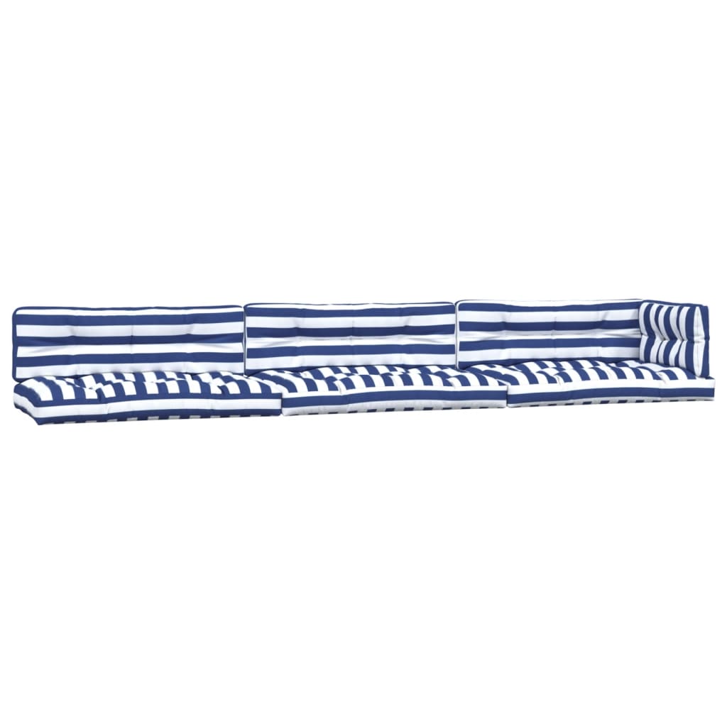 Vidaxl Palettenkissen 7 St. Stoff gestreift und blau