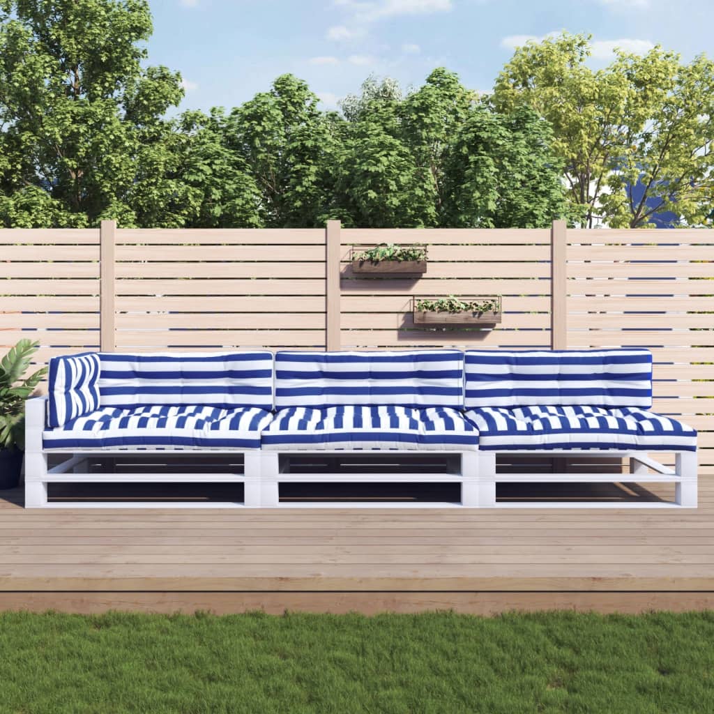 Vidaxl Palettenkissen 7 St. Stoff gestreift und blau
