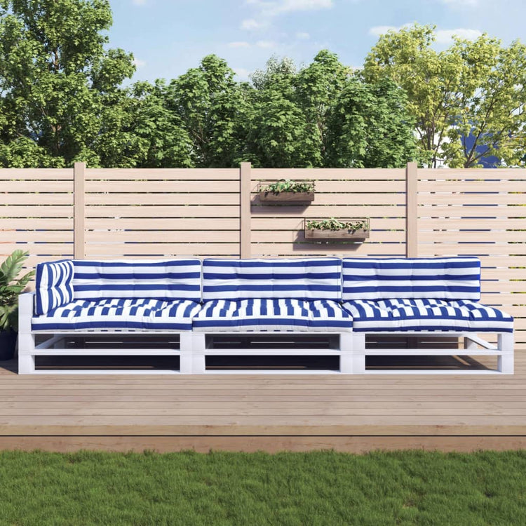 Vidaxl Palettenkissen 7 St. Stoff gestreift und blau