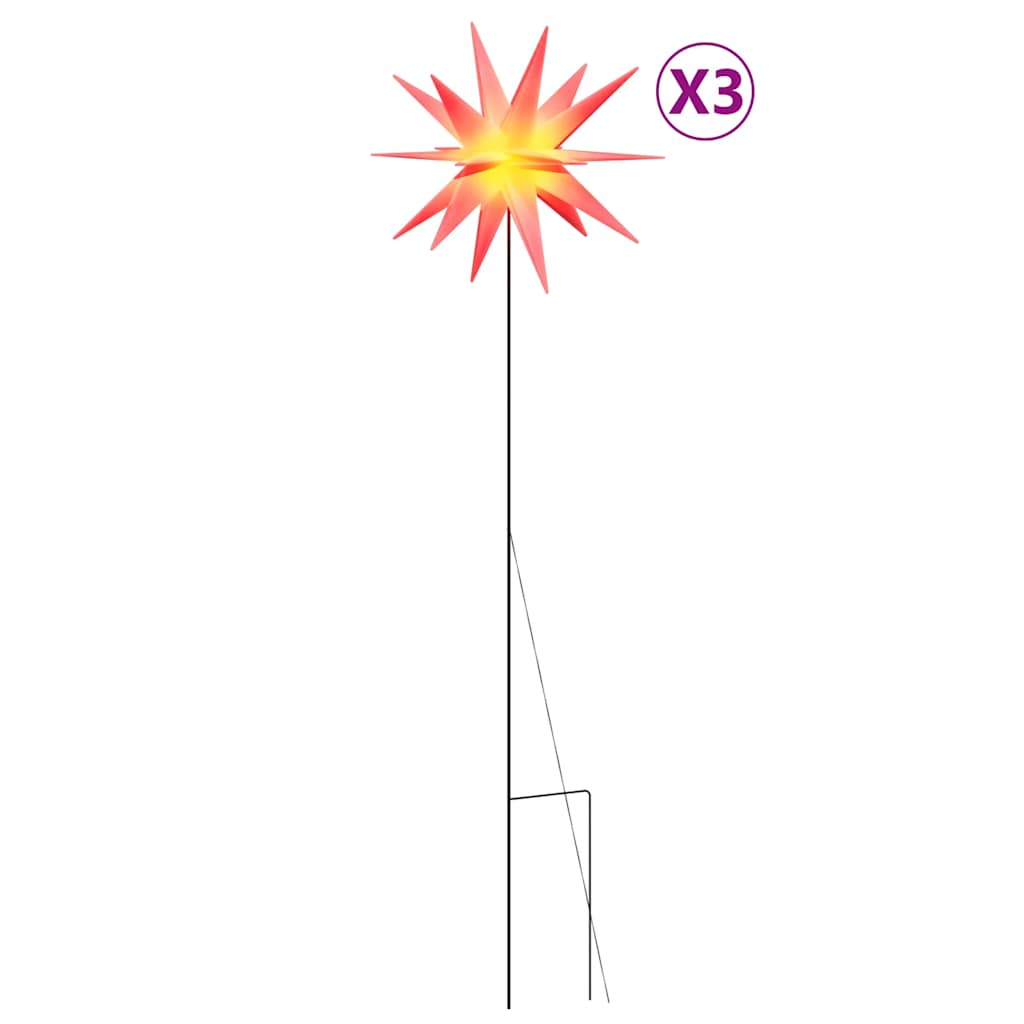 VIDAXL -Weihnachtslampen mit Erdnadel und LEDs 3 ST 57 cm Rot