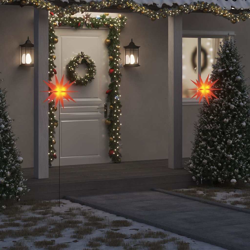 VIDAXL -Weihnachtslampen mit Erdnadel und LEDs 3 ST 57 cm Rot