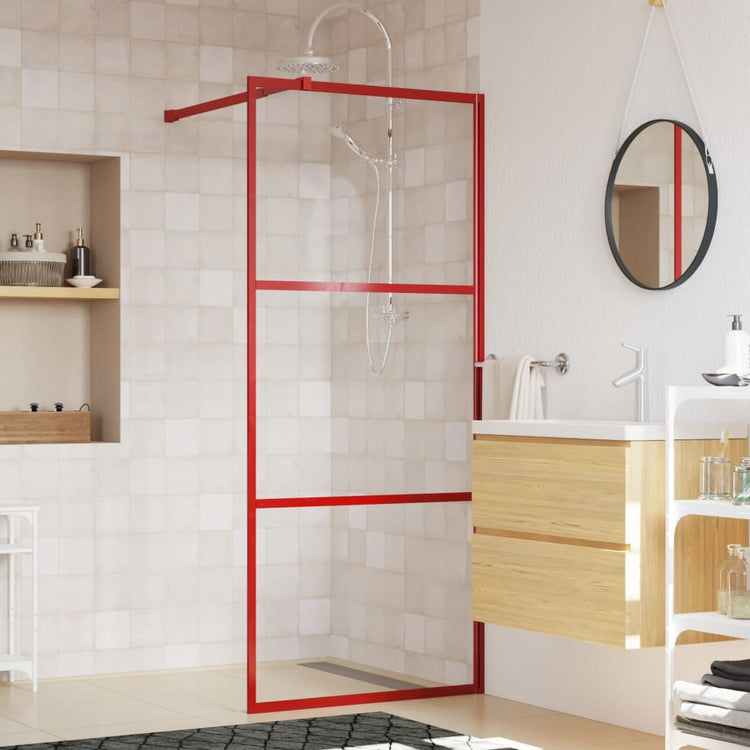 Vidaxl begehete Duschwand transparent 80x195 cm ESG Glasrot