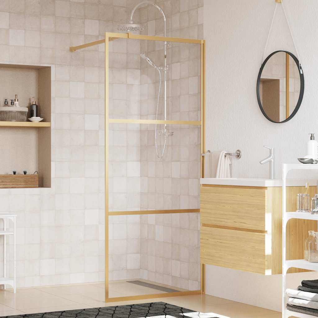 Vidaxl begehete Duschwand transparent 80x195 cm ESG-Glas Goldfarbe