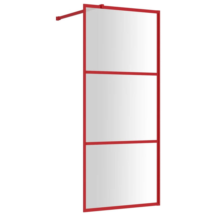 Vidaxl begehete Duschwand transparent 90x195 cm ESG Glasrot