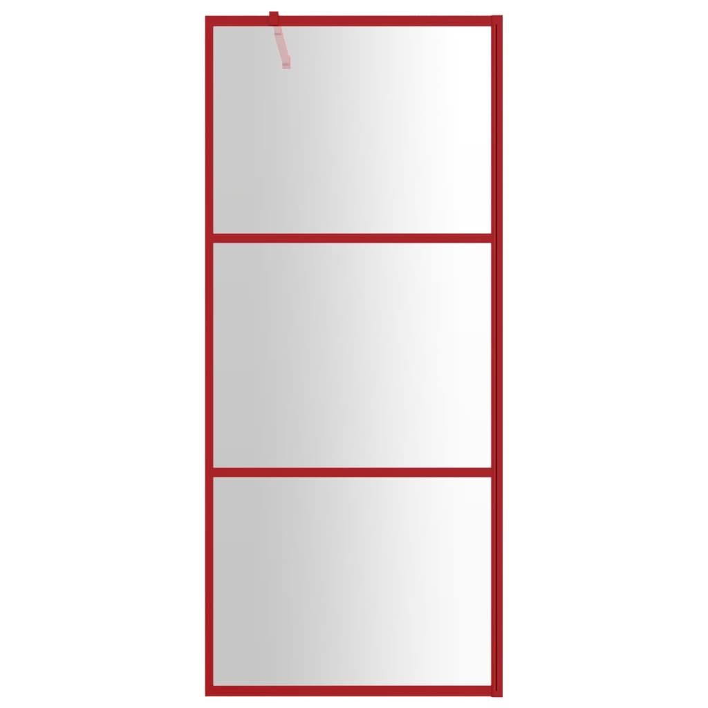 Vidaxl begehete Duschwand transparent 90x195 cm ESG Glasrot