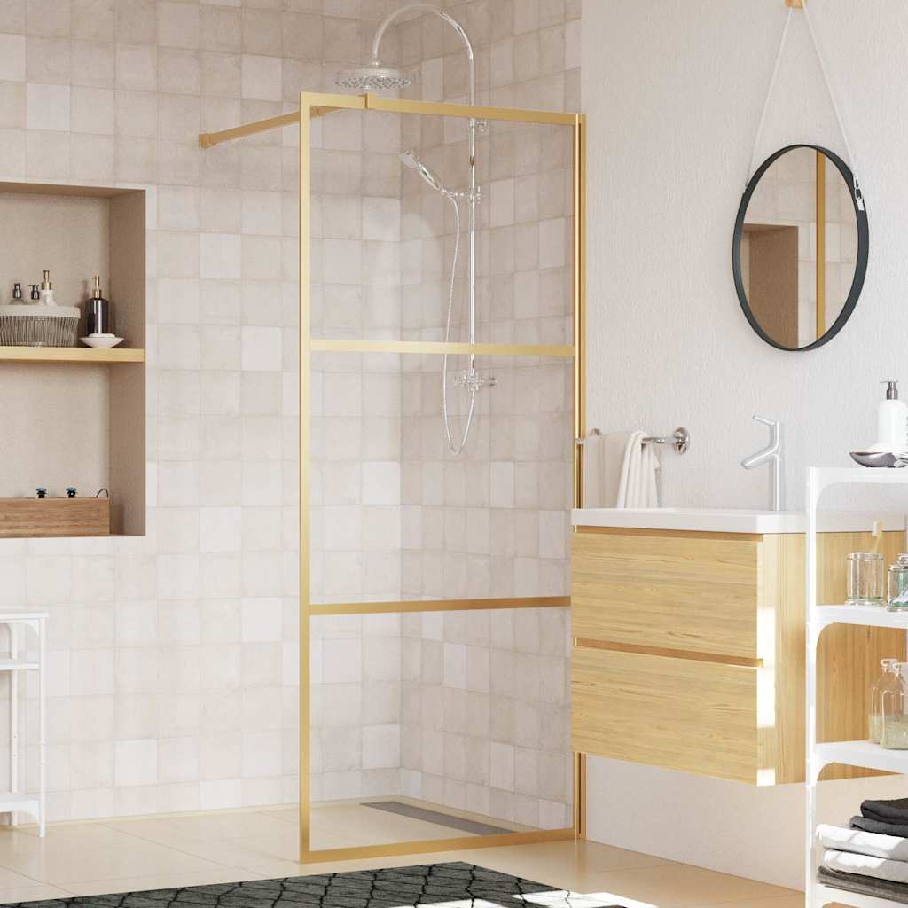 Vidaxl begehete Duschwand transparent 90x195 cm ESG Glas Gold gefärbt