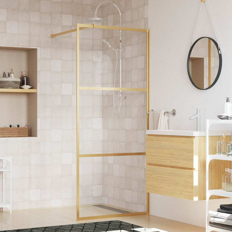 Vidaxl begehete Duschwand transparent 90x195 cm ESG Glas Gold gefärbt