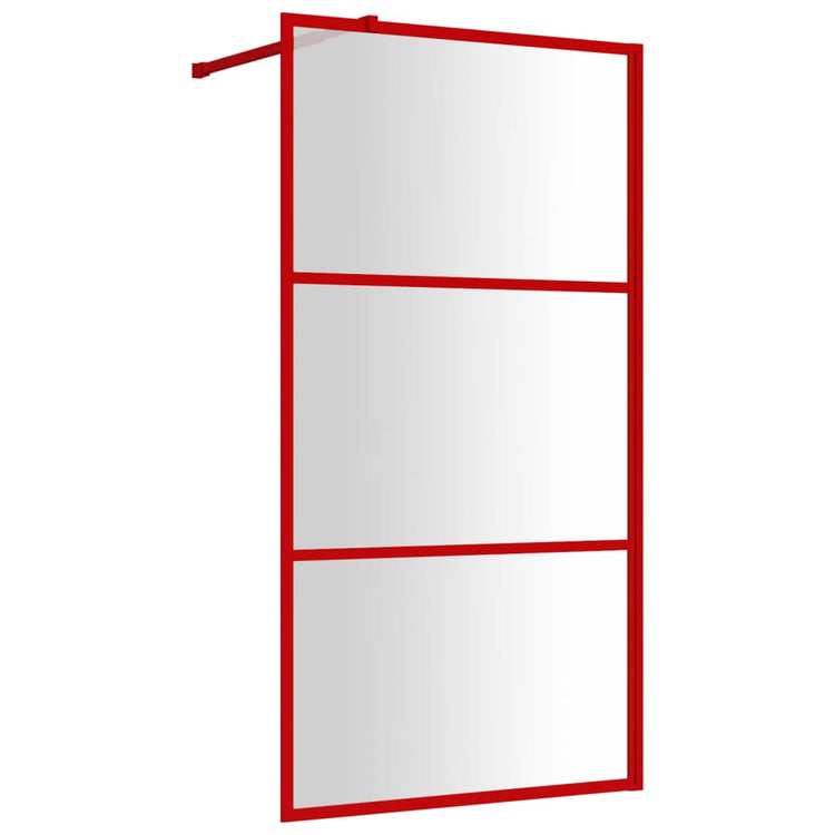 Vidaxl begehete Duschwand transparent 100x195 cm ESG Glasrot