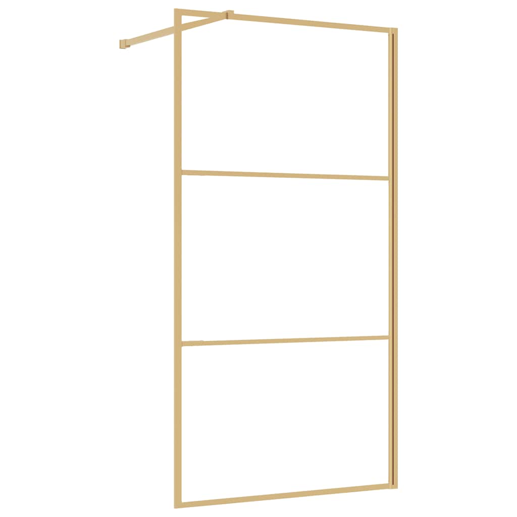 Vidaxl begehete Duschwand transparent 100x195 cm ESG-Glas Goldfarbe