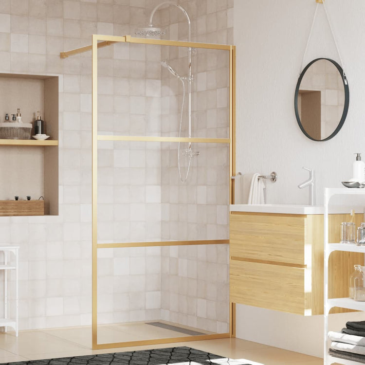 Vidaxl begehete Duschwand transparent 115x195 cm ESG Glas Gold gefärbt