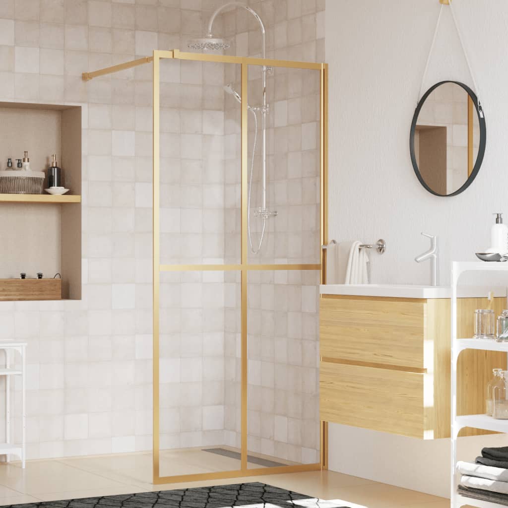 Vidaxl begehete Duschwand transparent 90x195 cm ESG Glas Gold gefärbt