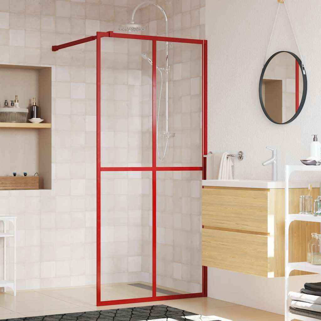 Vidaxl begehete Duschwand transparent 100x195 cm ESG Glasrot