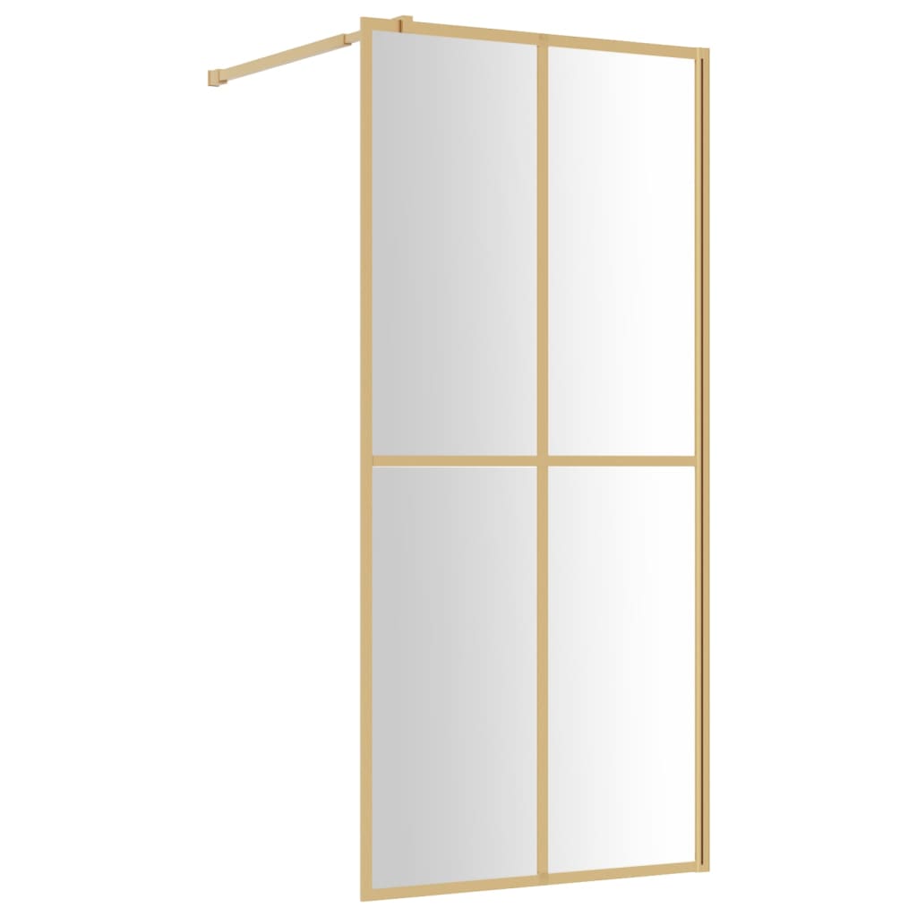 Vidaxl begehete Duschwand transparent 100x195 cm ESG-Glas Goldfarbe
