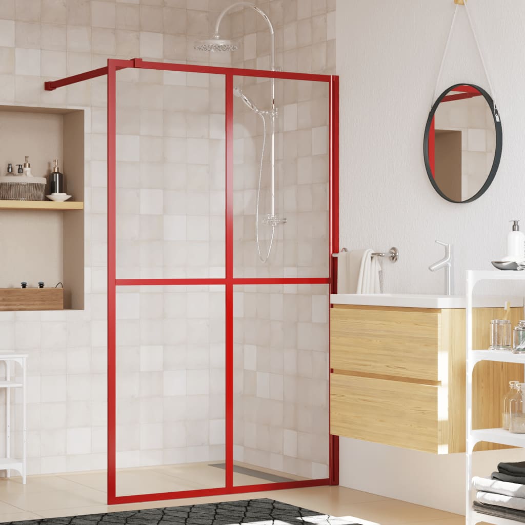 Vidaxl begehete Duschwand transparent 118x195 cm ESG Glasrot