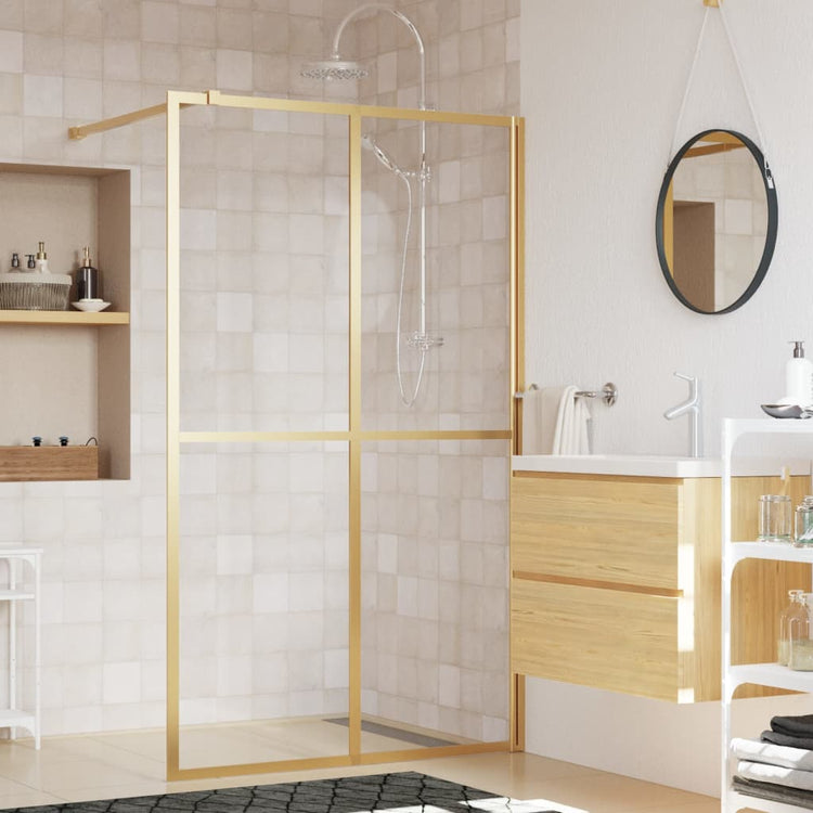 Vidaxl begehete Duschwand transparent 118x195 cm Esg-Glas Goldfarbe