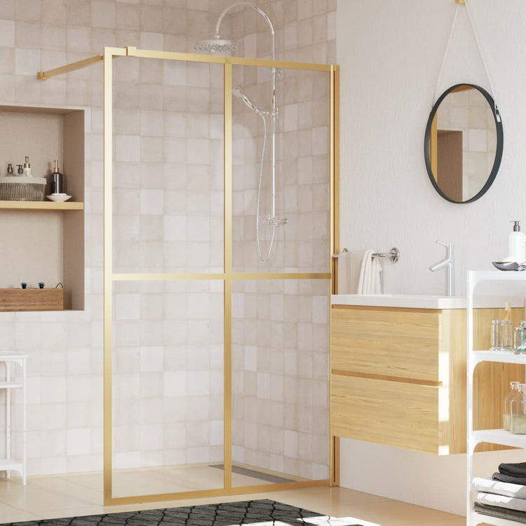 Vidaxl begehete Duschwand transparent 140x195 cm ESG Glas Gold gefärbt