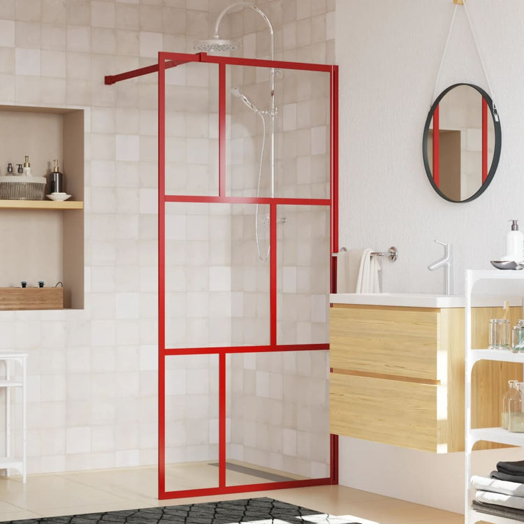 Vidaxl begehete Duschwand transparent 80x195 cm ESG Glasrot