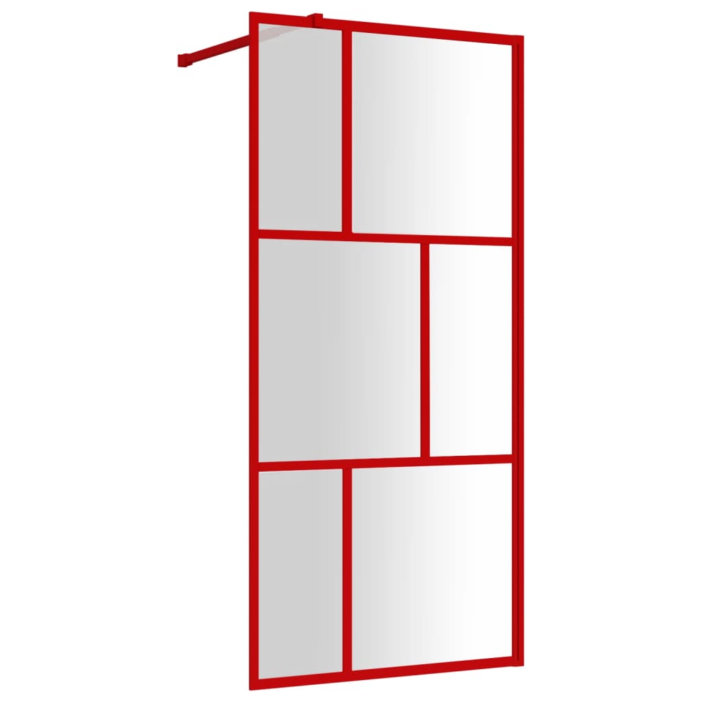 Vidaxl begehete Duschwand transparent 90x195 cm ESG Glasrot