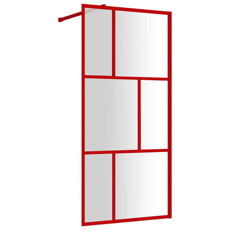 Vidaxl begehete Duschwand transparent 90x195 cm ESG Glasrot