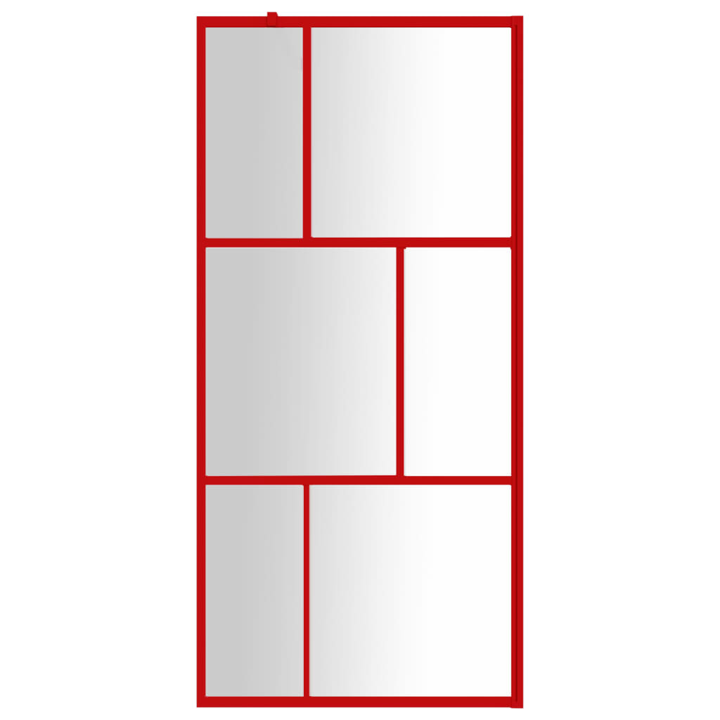 Vidaxl begehete Duschwand transparent 90x195 cm ESG Glasrot