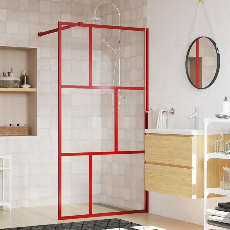 Vidaxl begehete Duschwand transparent 100x195 cm ESG Glasrot