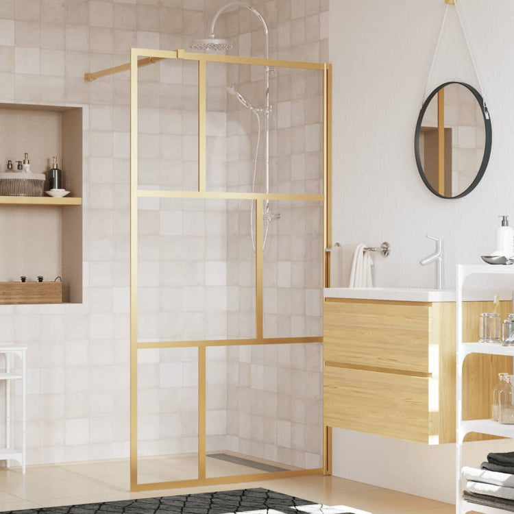 Vidaxl begehete Duschwand transparent 100x195 cm ESG-Glas Goldfarbe