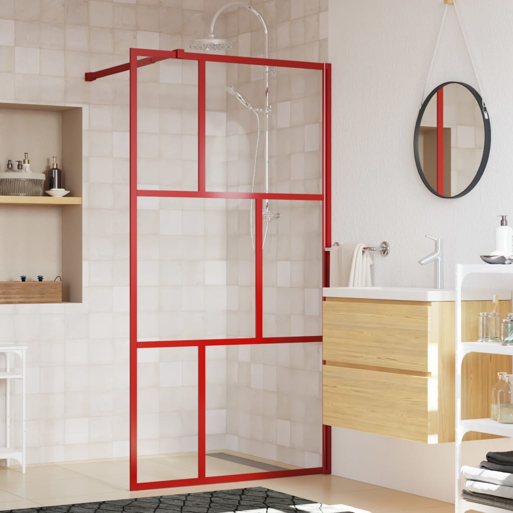 Vidaxl begehete Duschwand transparent 115x195 cm ESG Glasrot