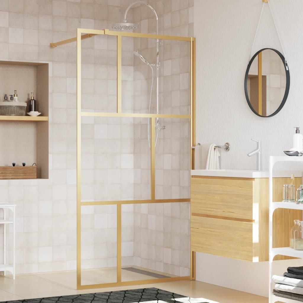 Vidaxl begehete Duschwand transparent 115x195 cm ESG Glas Gold gefärbt