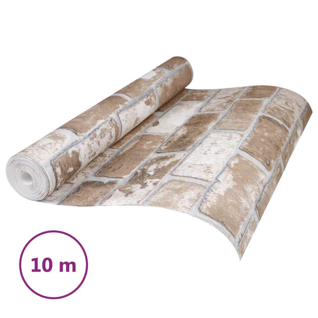 VIDAXL Vordertapete 3D Ziegelmuster 10x0,53 m braun