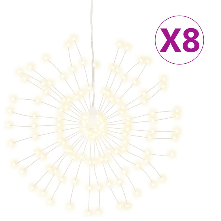 Vidaxl Weihnachtsbeleuchtungsfeuerwerk 8 St 140 warme weiße LEDs 17 cm